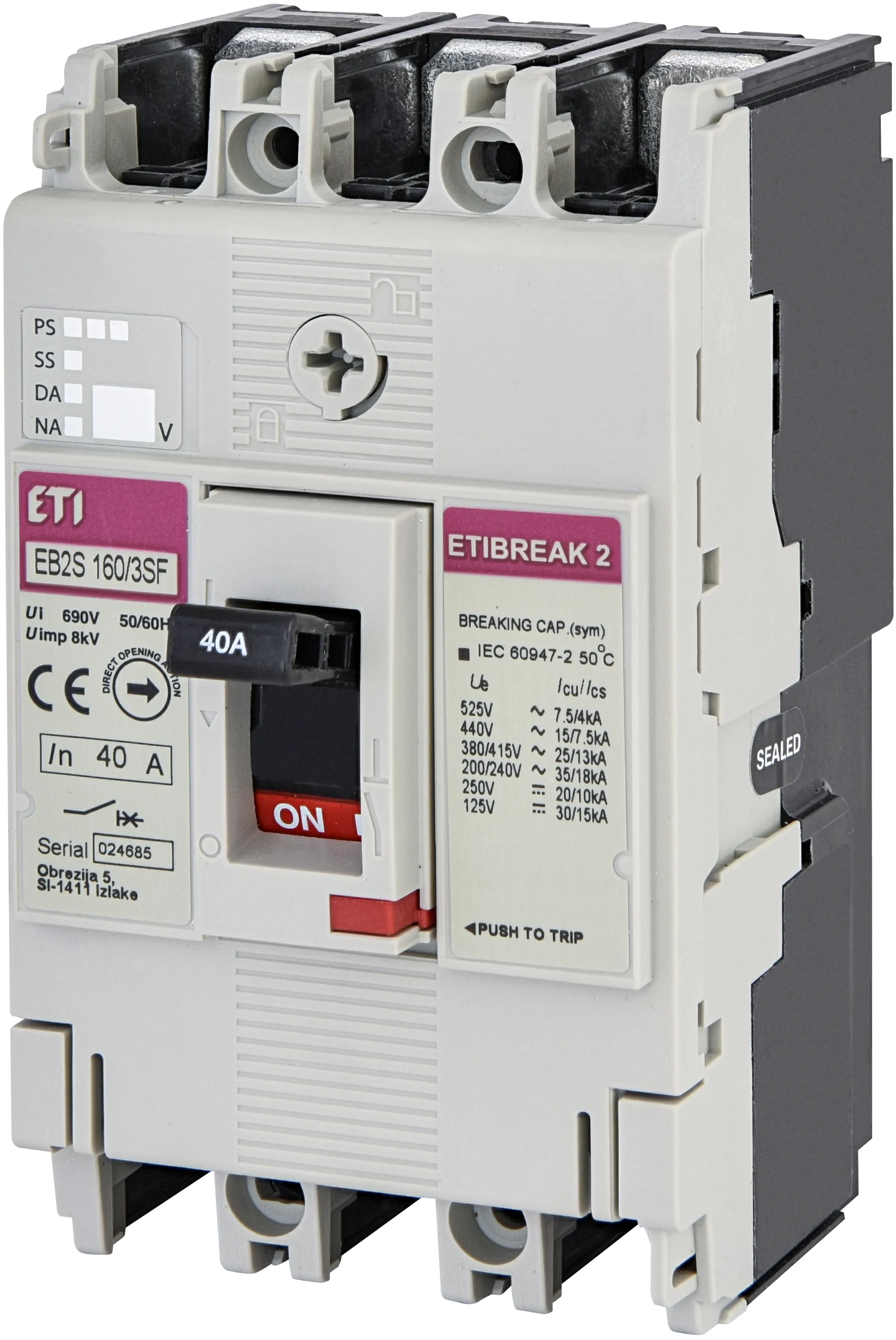 Molded Case Circuit Breaker EB2S 160/3SF 40A 3p 004671831